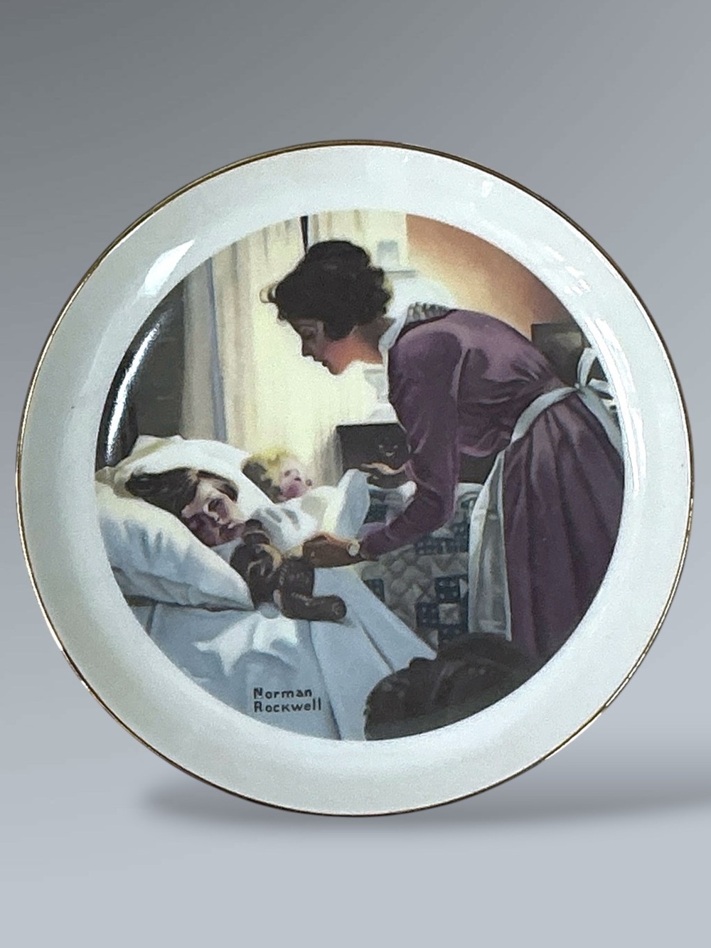 Mother’s Love Norman Rockwell Plate 1976 Vintage Porcelain Made in Japan 6.5”